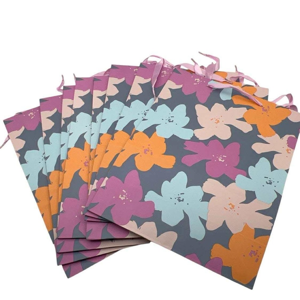 Spritz Gift Bags Floral Flowers Pattern Party Favor Goodie Bags (8) Count 10x12